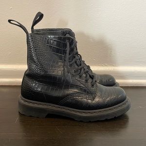 Doc Marten x Net a Porter Black Croc Boots